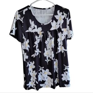 Black Floral Blouse Polyester